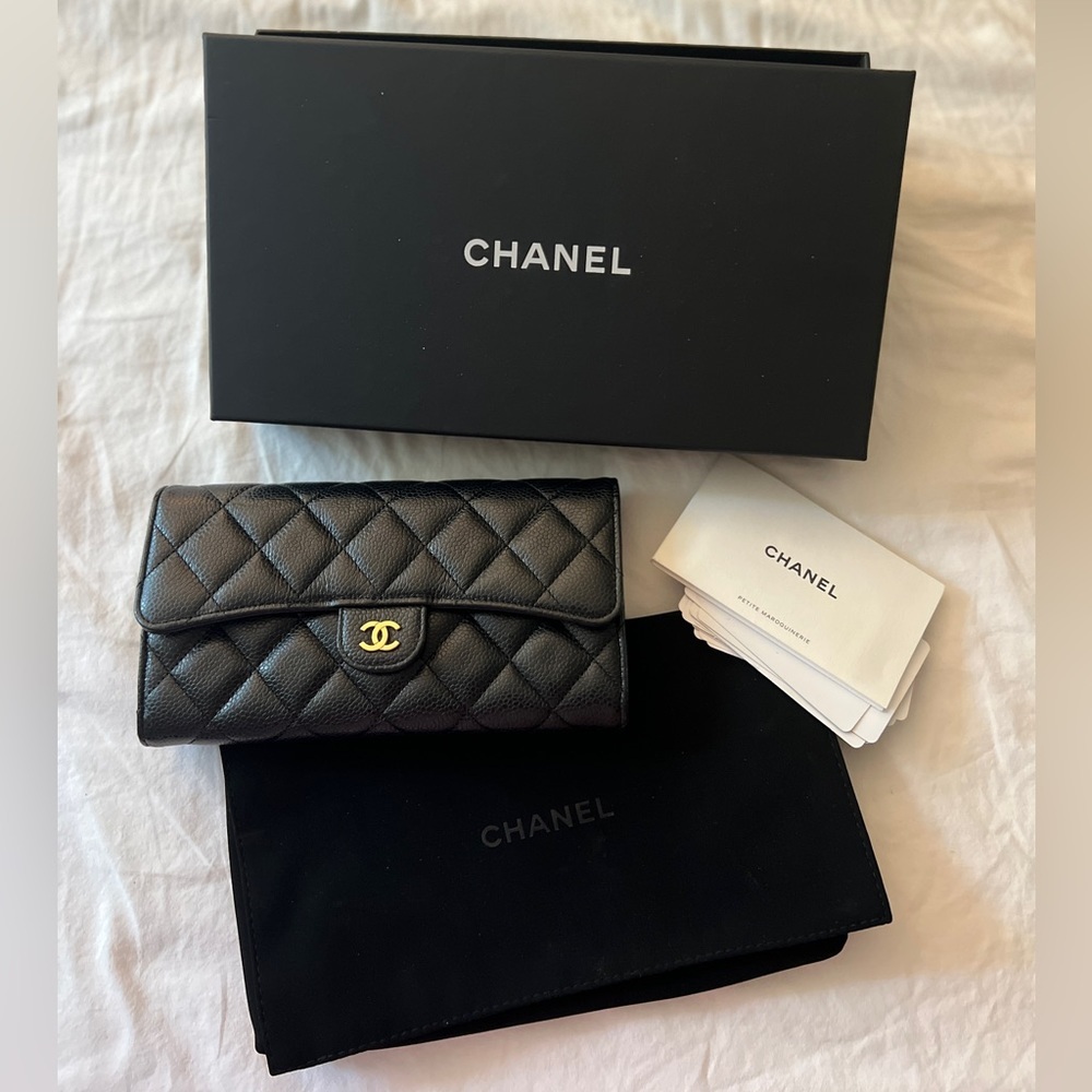 CHANEL Caviar Skin Matelasse Flap Long Wallet 30 Series Classic Flap